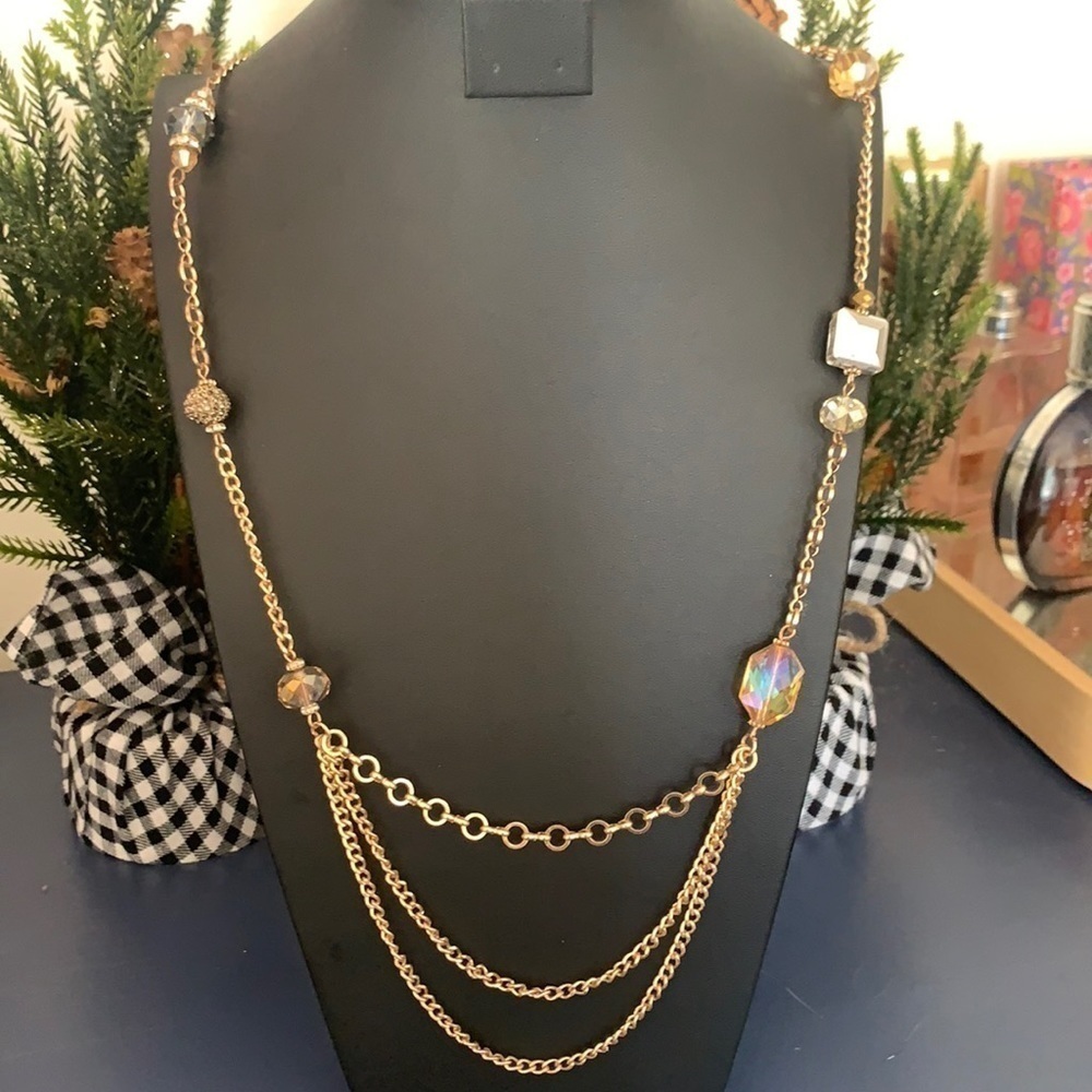 Ali Khan New York, Princess Cut Faux Gem & Crystal Beaded Necklace